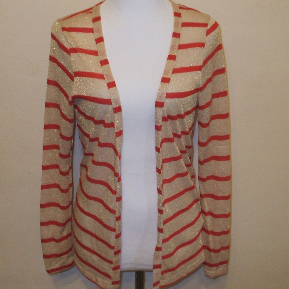 NEW Metallic Gold/Orange Striped Thin Cardigan